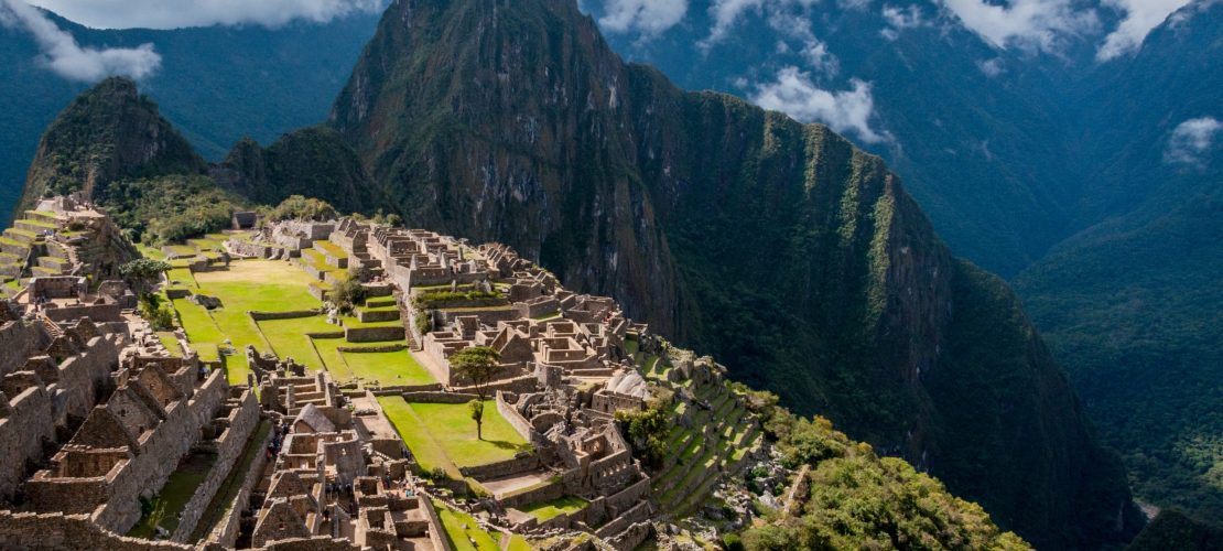 A bird's eye view of the breathtaking mountain Machu Picchu in Peru